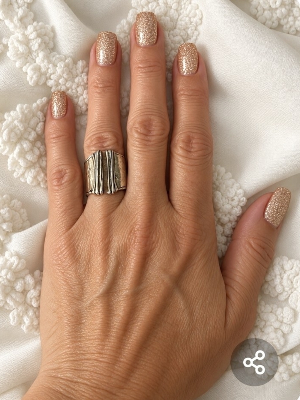 Silpada Bark Effect Silver Textured Sculptural Wide Band Ring 9.5
